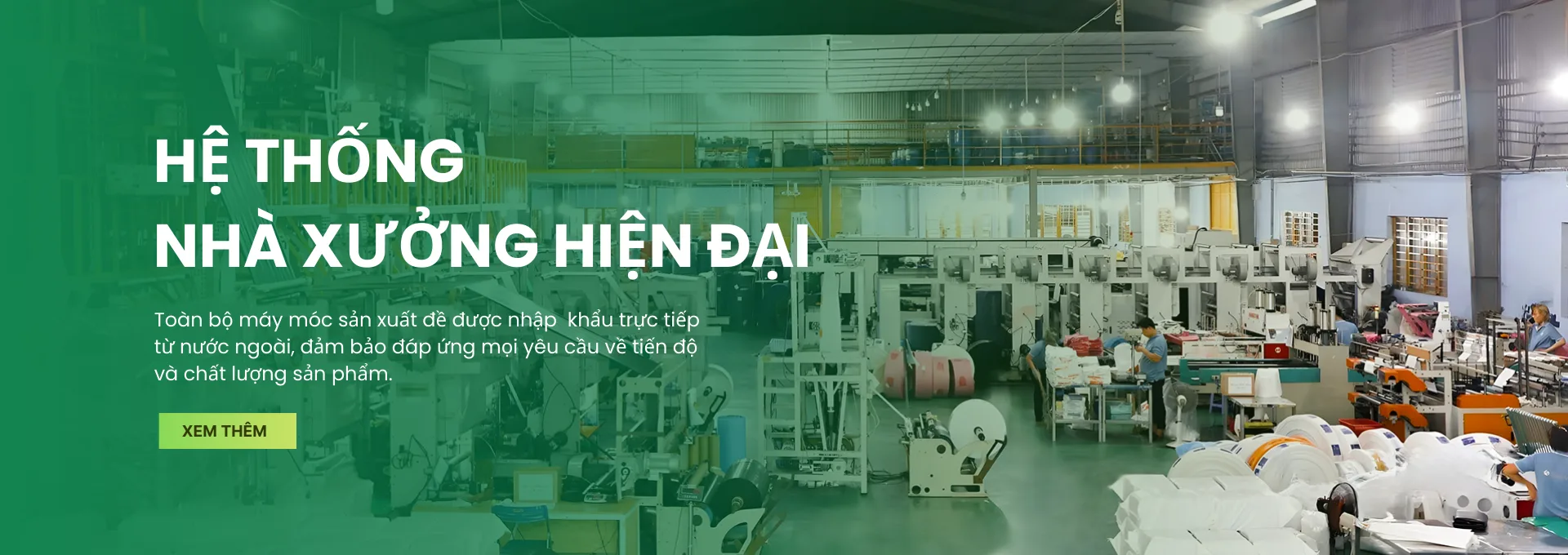 Banner trang chủ bao bì nhựa xanh destop