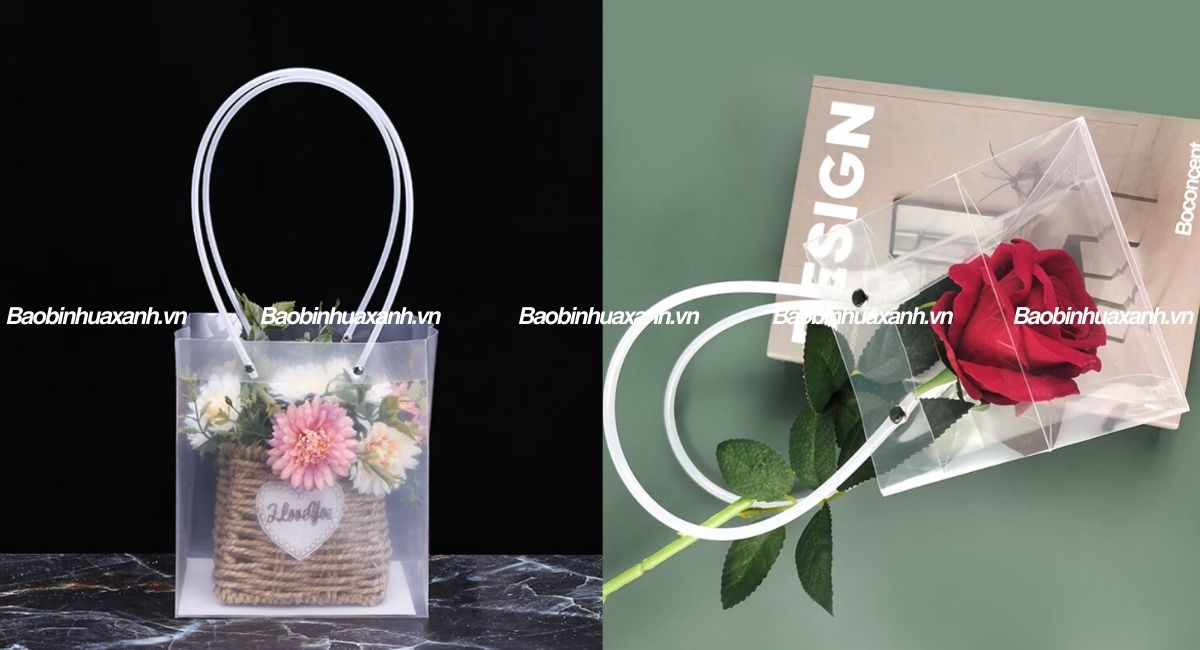 Túi đựng quà trong suốt quai nhựa