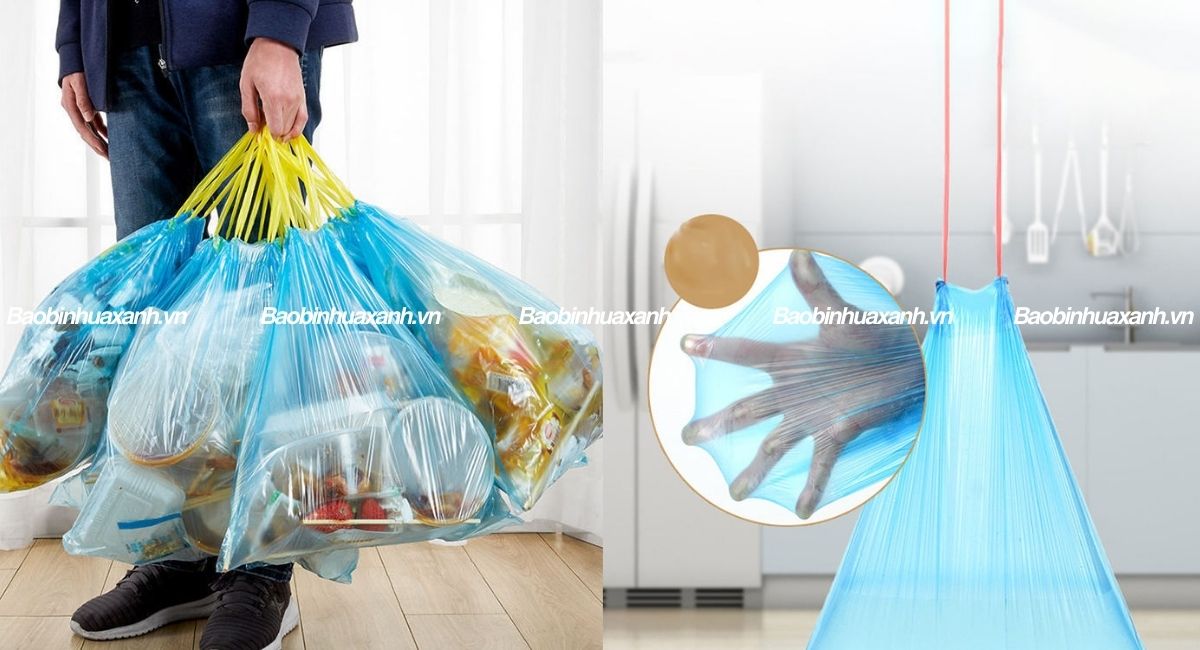 Túi đựng rác có dây rút Bao bì nhựa xanh