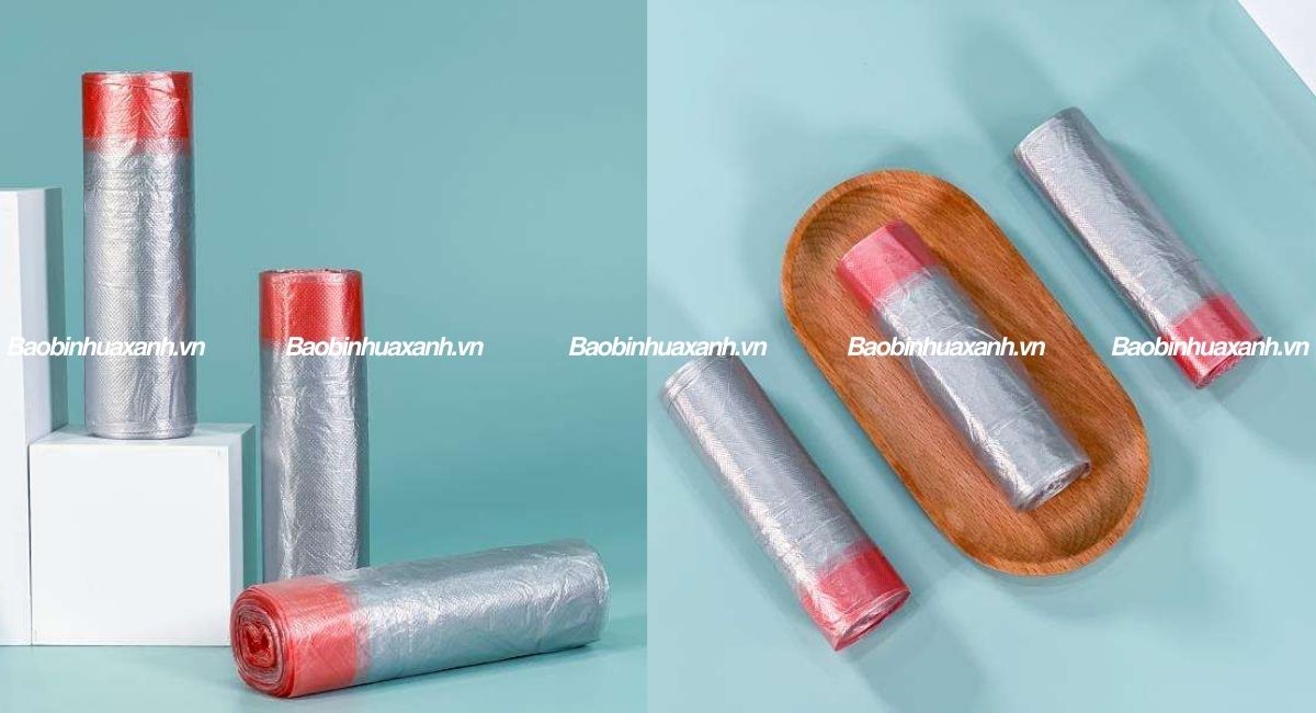 Túi đựng rác có dây rút Bao bì nhựa xanh