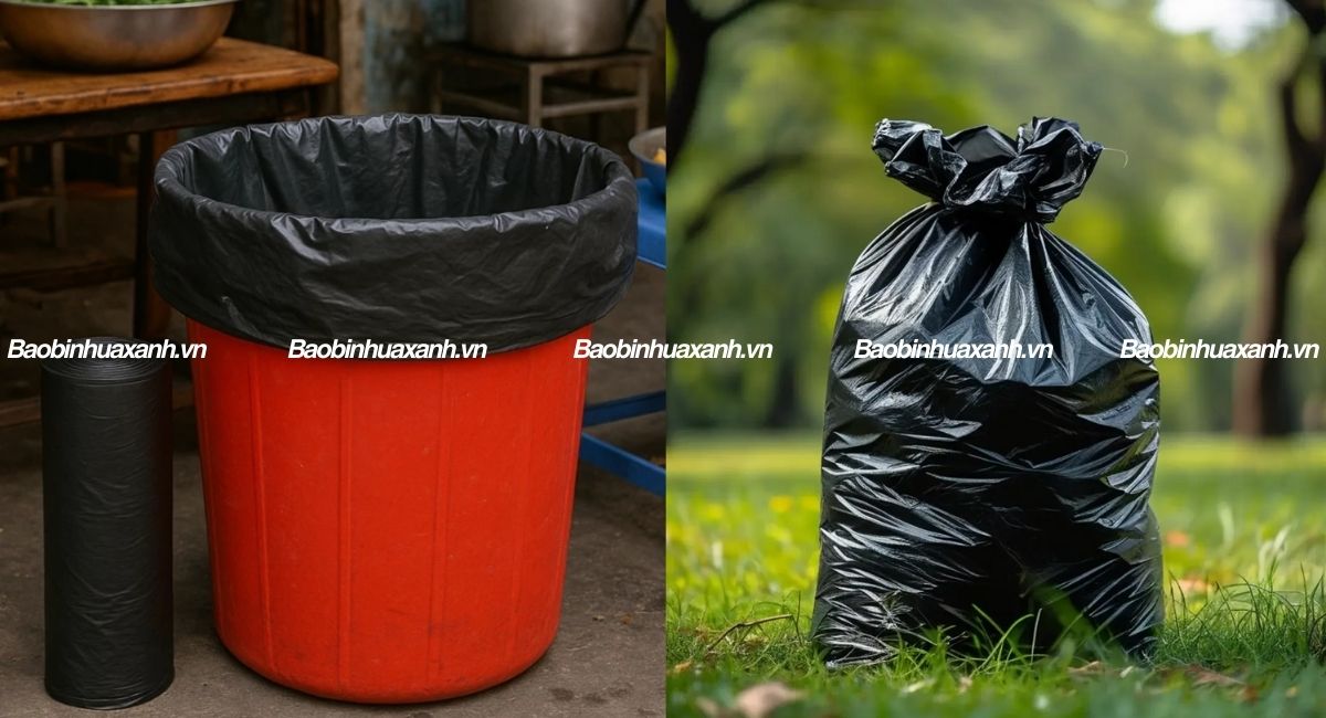 Túi rác size đại Bao bì nhựa xanh