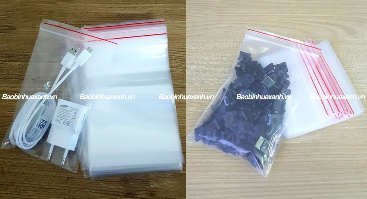 Túi zip chỉ đỏ đựng linh kiện, phụ kiện