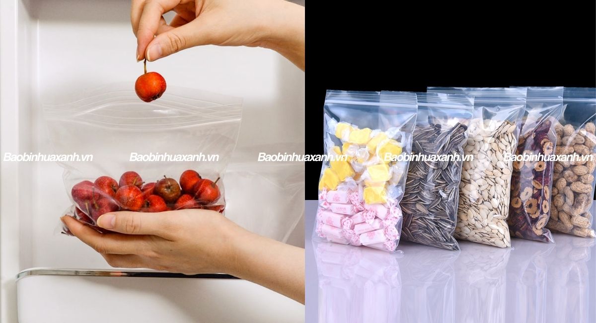 Túi zip chỉ trắng đựng thực phẩm