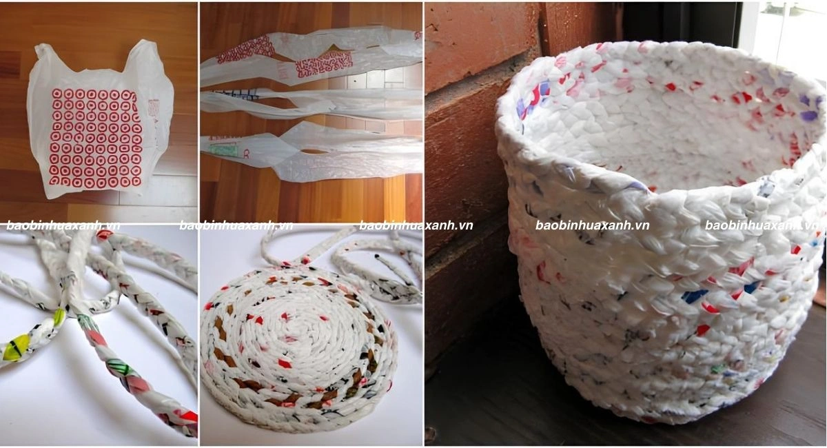 Cách tái chế túi ni lông làm giỏ đựng đồ