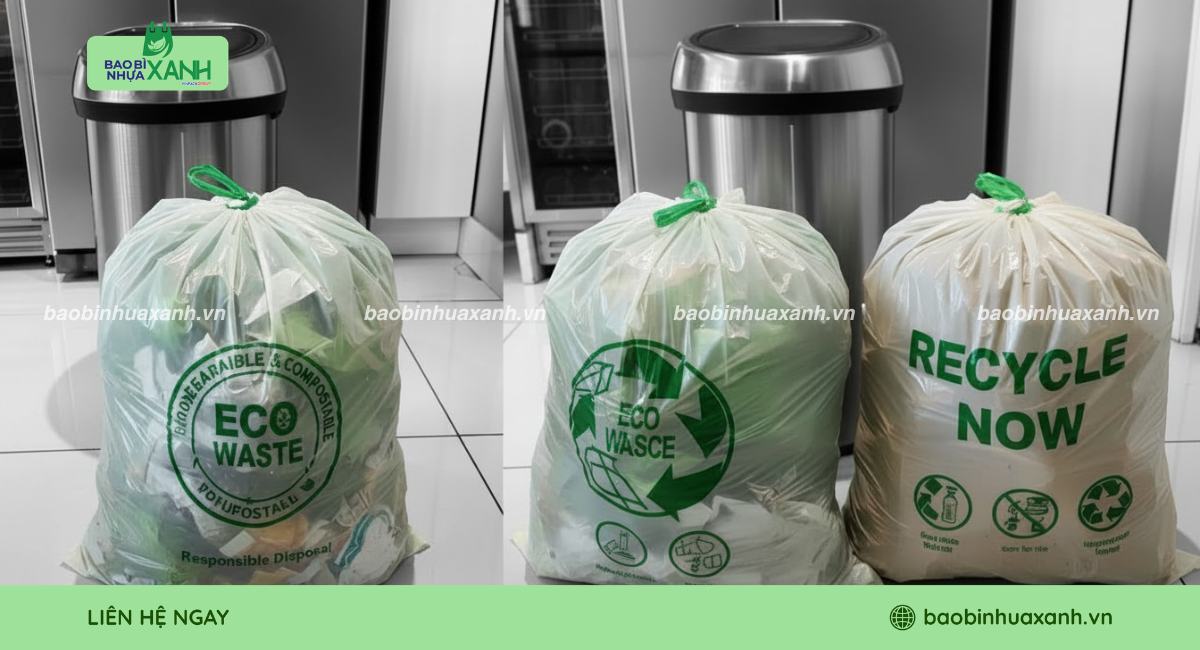 Mẫu túi đựng rác có đây rút in logo