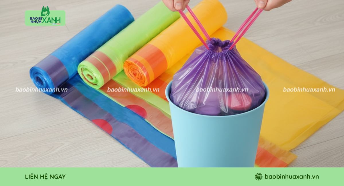 Mẫu túi đựng rác có dây rút tiện lợi