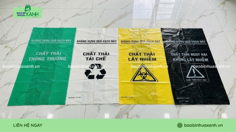 Túi đựng rác tái chế có in ấn thông tin