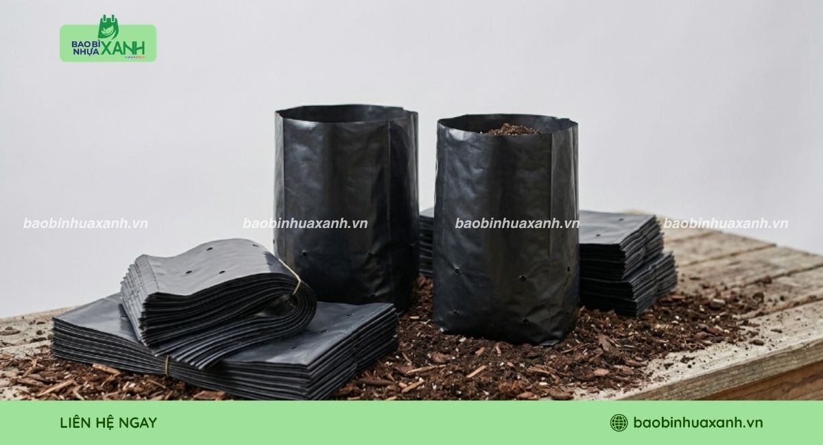 Mẫu túi ươm cây màu đen dày dặn