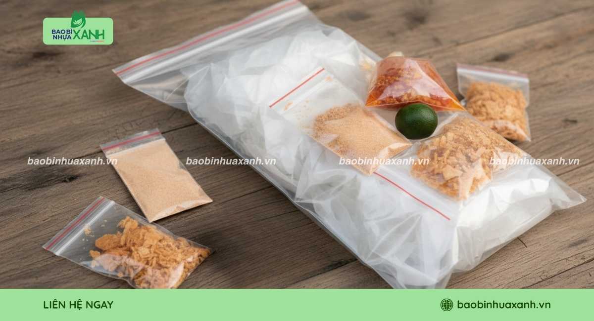 Mẫu túi zip chỉ đỏ đựng bánh tráng