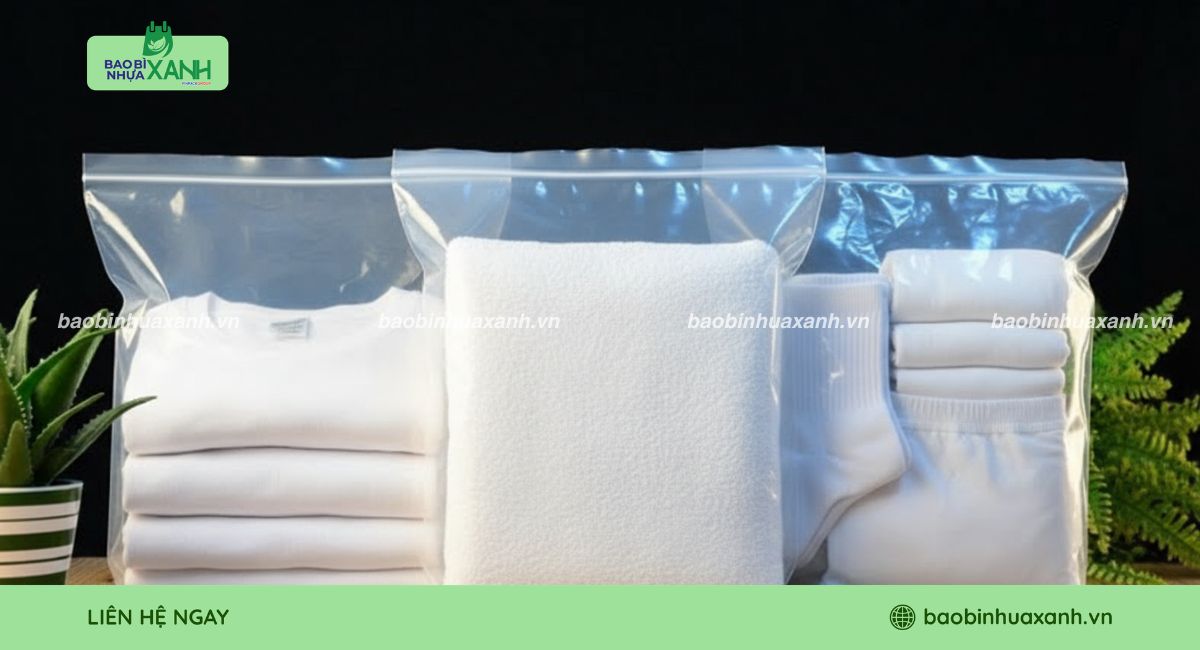 Mẫu túi zip chỉ trắng đựng quần áo