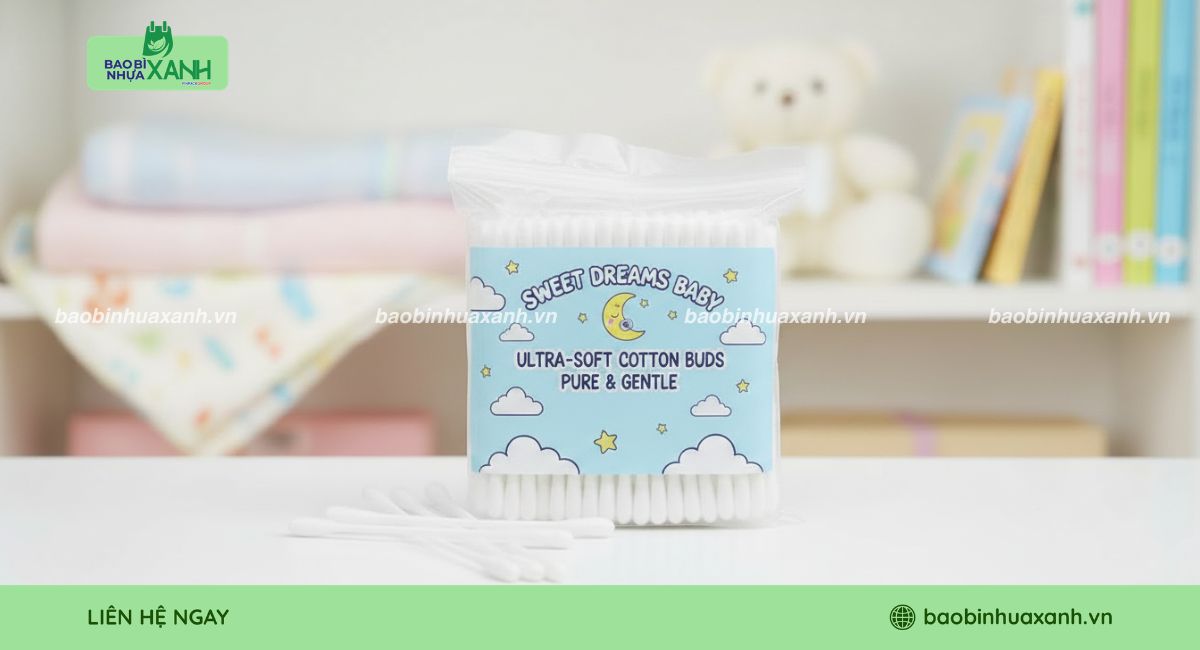 Mẫu túi zip đựng tăm bông in ấn theo yêu cầu