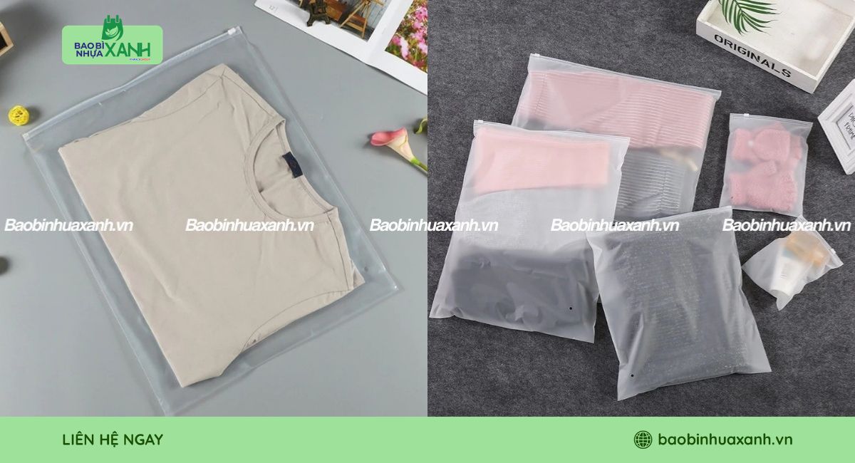 Mẫu túi zip khóa kéo đựng quần áo