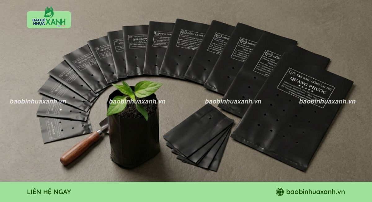 Túi ươm cây màu đen giá sỉ, nhiều kích thước