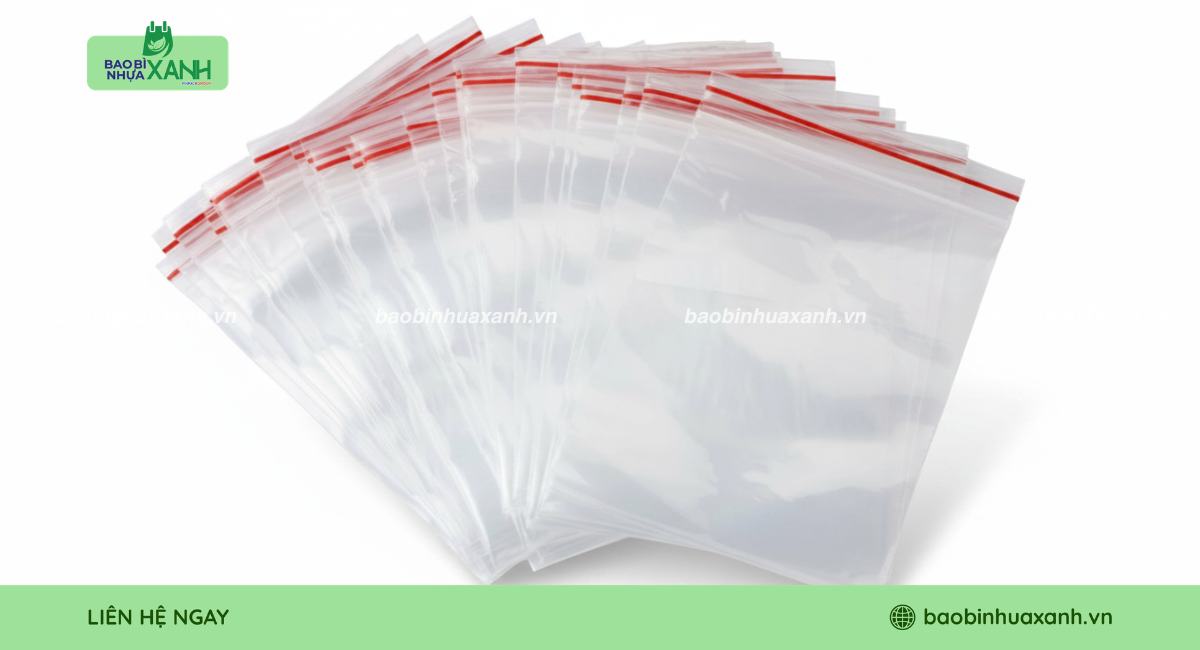 Túi zip chỉ đỏ theo yêu cầu