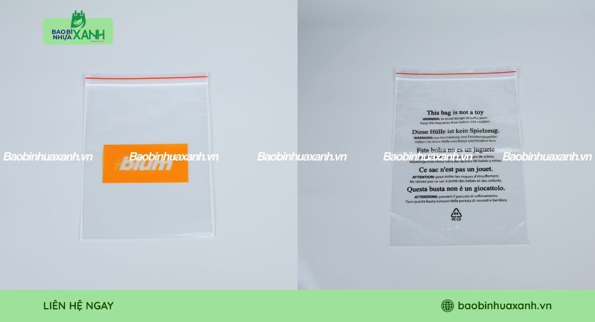 Túi zipper chỉ đỏ khóa miệng