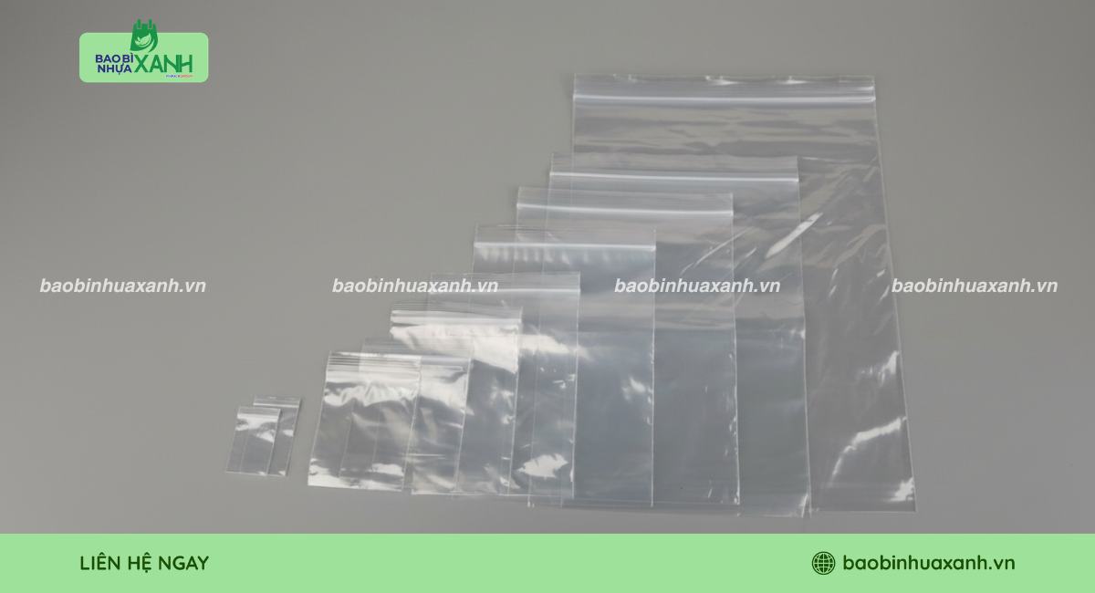 Túi zipper chỉ trắng chất liệu PE