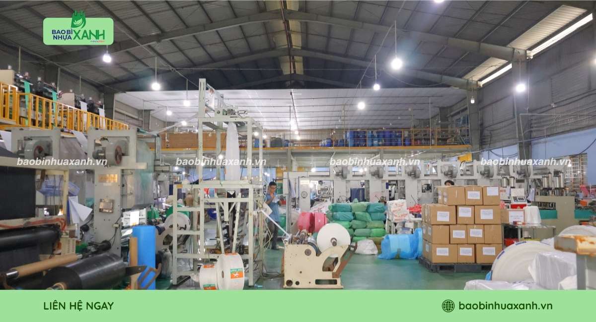 Bao Bì Nhựa Xanh xưởng sản xuất túi niêm phong 1 lớp chất lượng cao