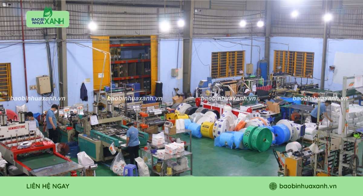 Bao Bì Nhựa Xanh xưởng sản xuất túi niêm phong 2 lớp