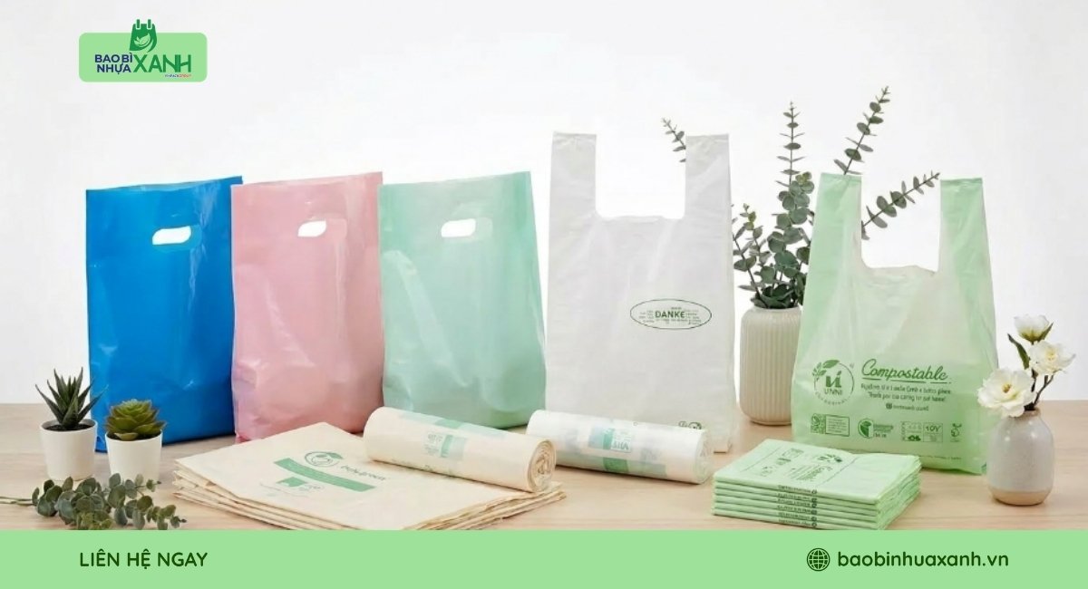 Mẫu túi hột xoài và túi xốp 2 quai tự hủy sinh học