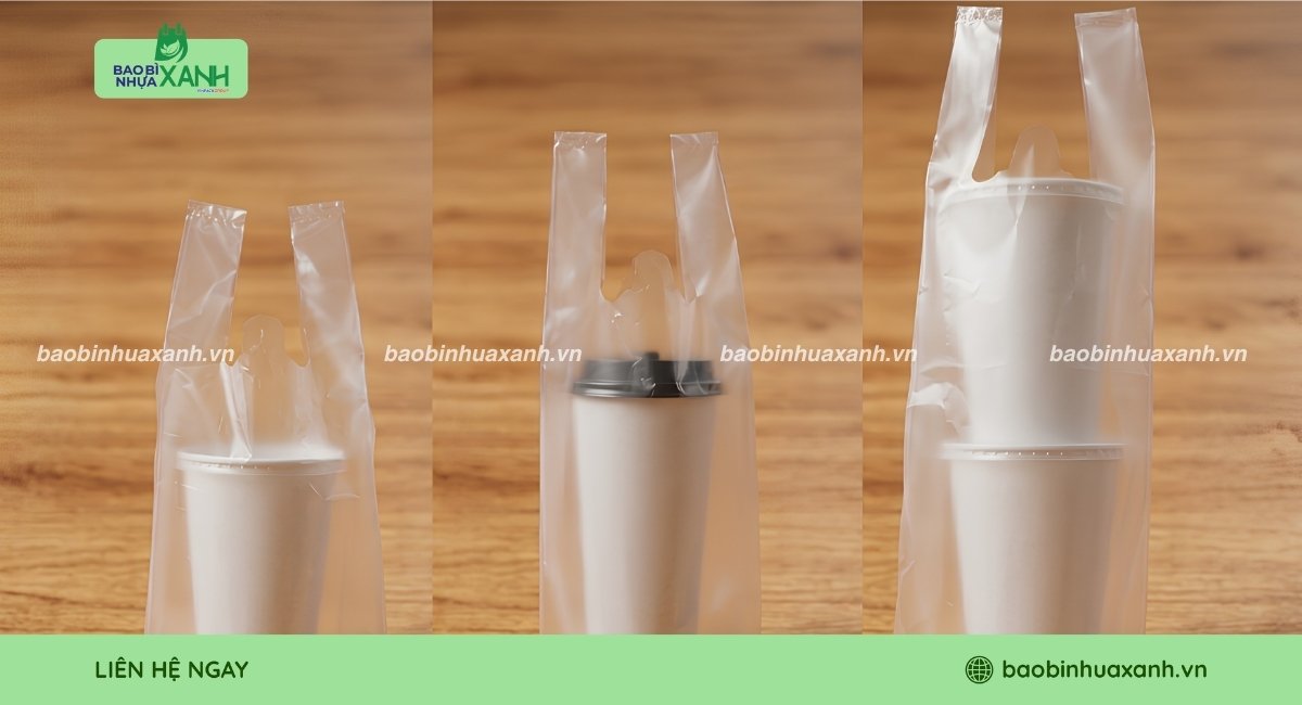 Mẫu túi xốp đựng ly 3 kích thước khác nhau