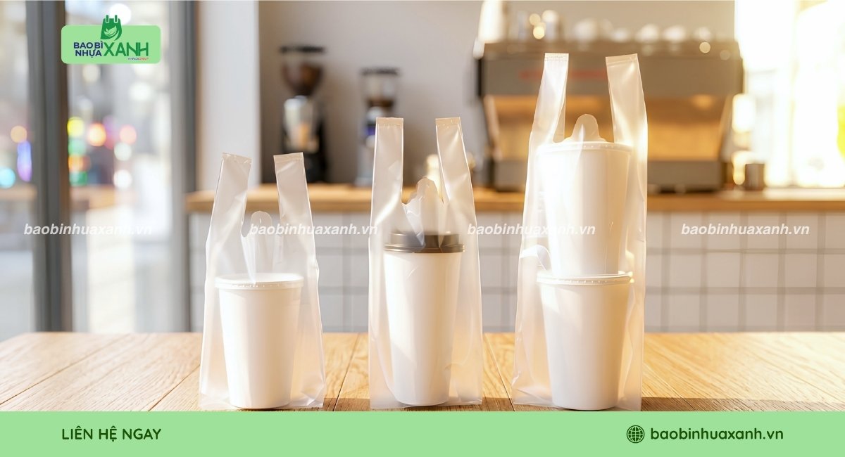 Mẫu túi xốp đựng 1 ly, đựng 2 ly, đựng 3 ly