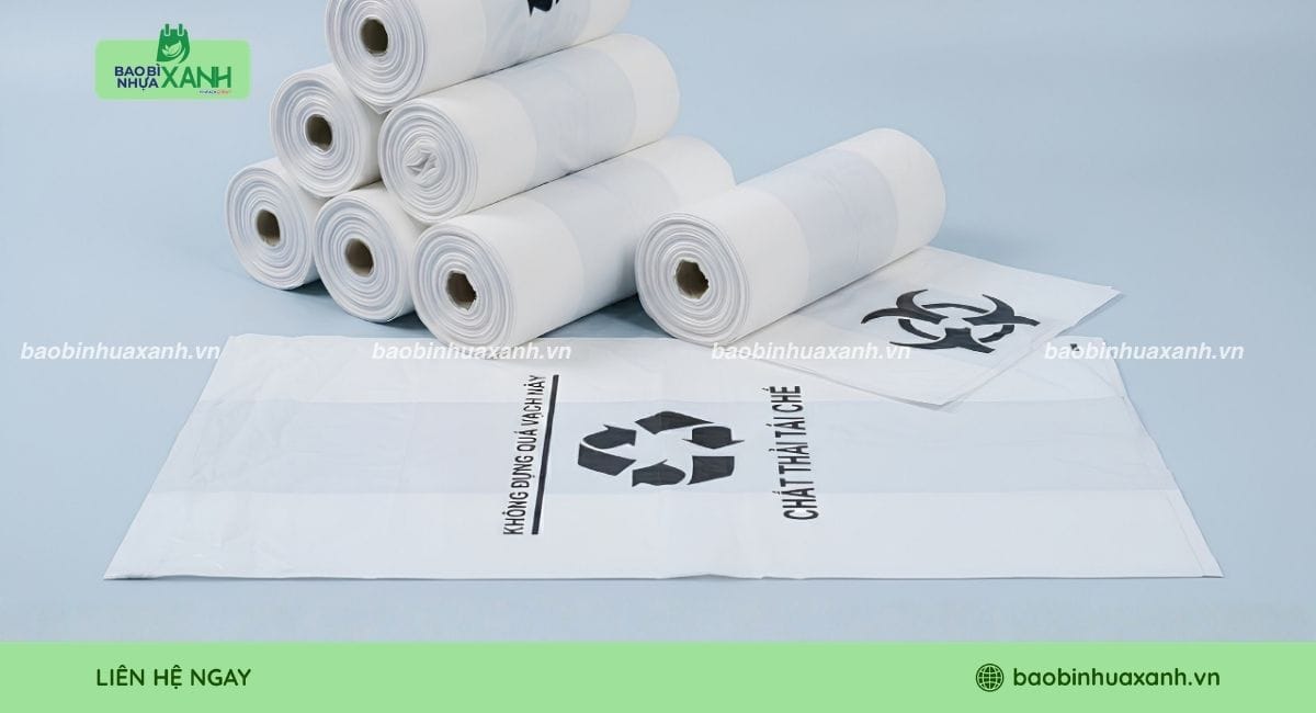 Túi đựng rác thải ý tế màu trắng dùng đựng chất thải tái chế
