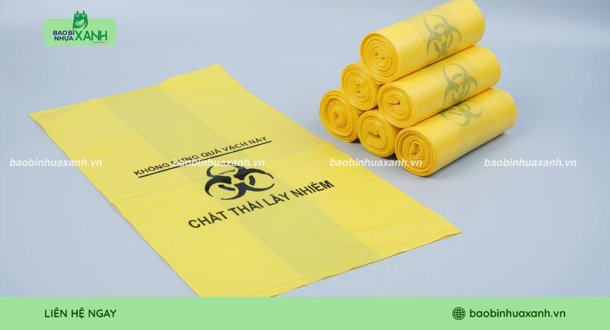 Túi đựng rác thải y tế màu vàng chuyên đựng rác thải lây nhiễm