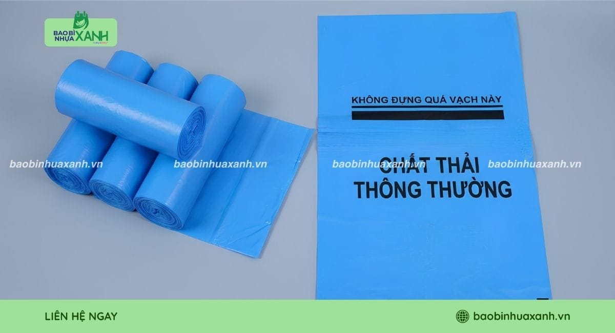 Túi đựng rác thải y tế màu xanh đựng rác thải thông thường