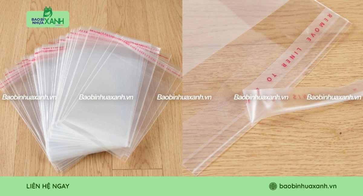 Túi OPP dán miệng nhiều kích thước theo yêu cầu khách hàng