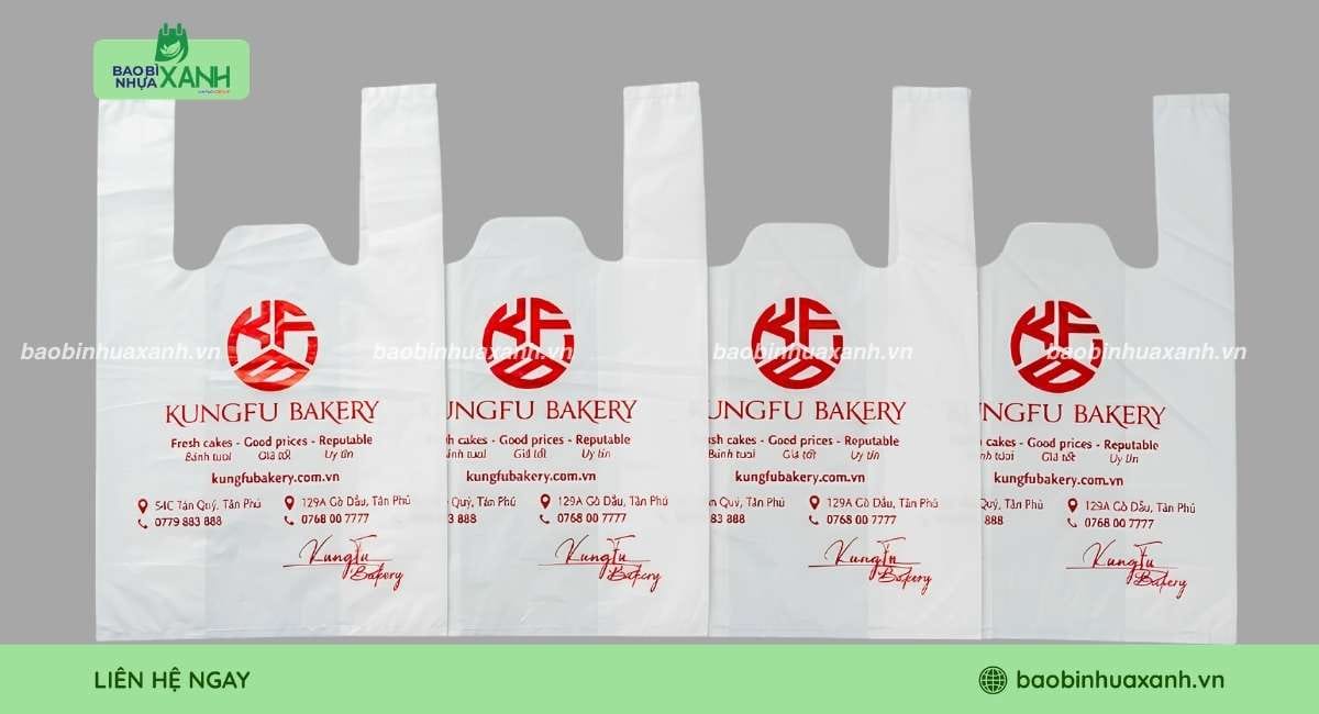 4 mẫu túi xốp 2 quai của cửa hàng bánh Kungfu Bakery