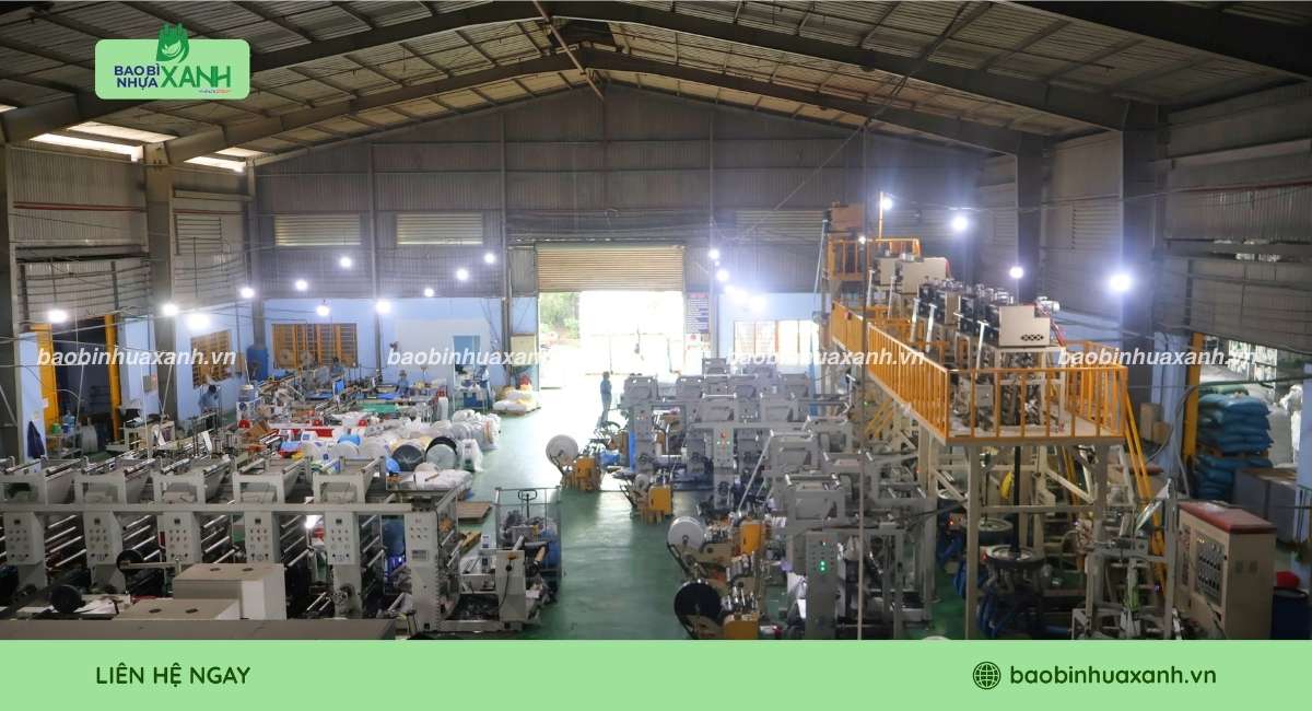 Xưởng Bao Bì Nhựa Xanh chuyên sản xuất túi PE miệng bằng