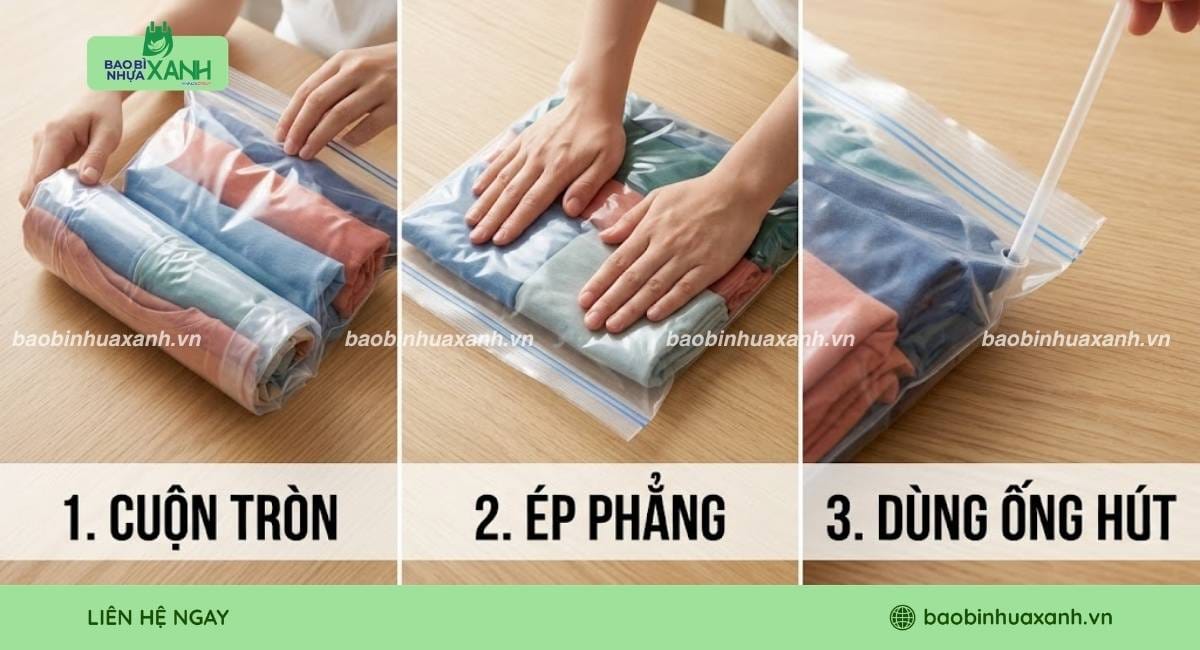 3 phương pháp ép khí túi zip