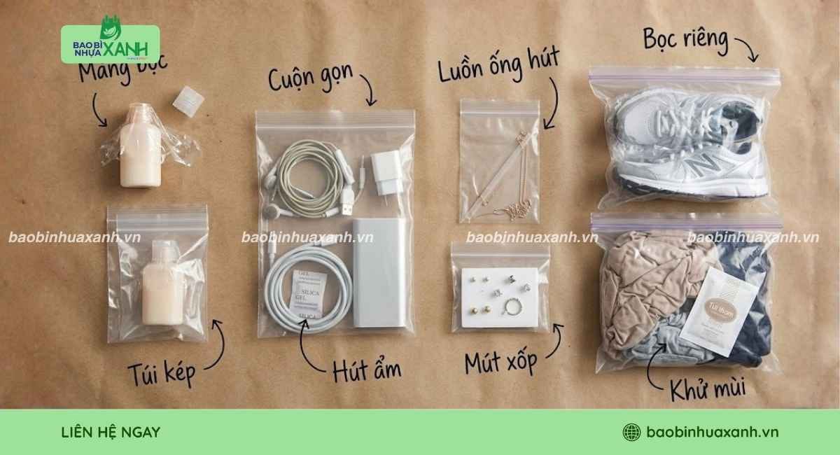 Hướng dẫn đóng gói từng vật dụng bằng túi zip