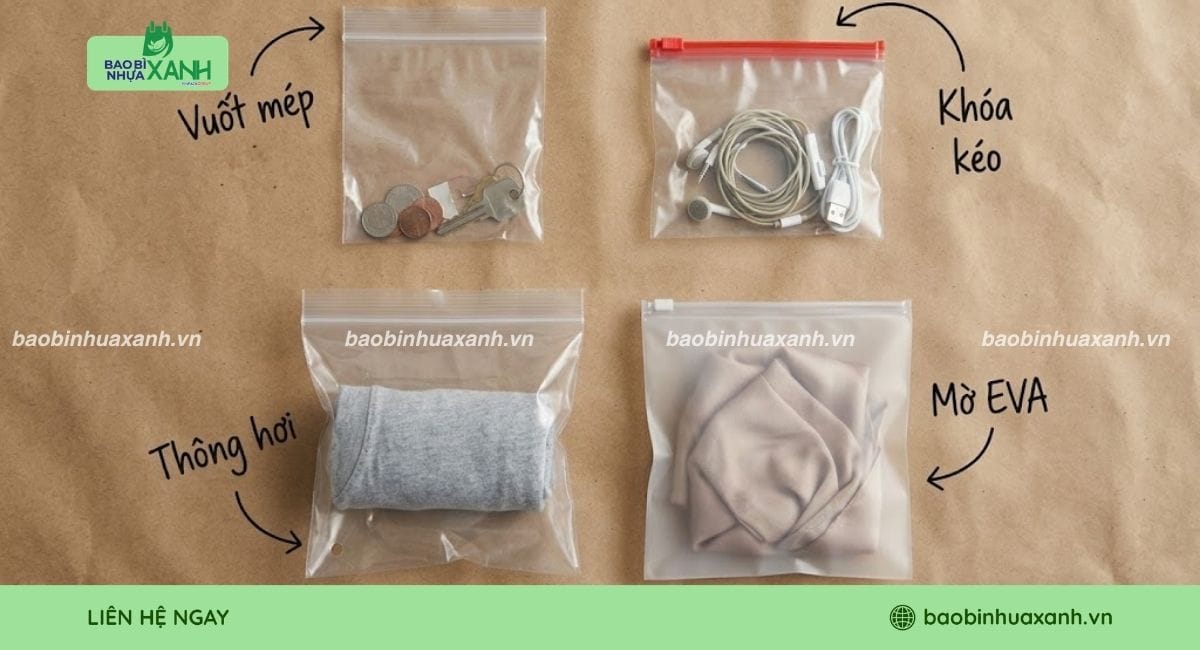 Lựa chọn kích thước túi zip