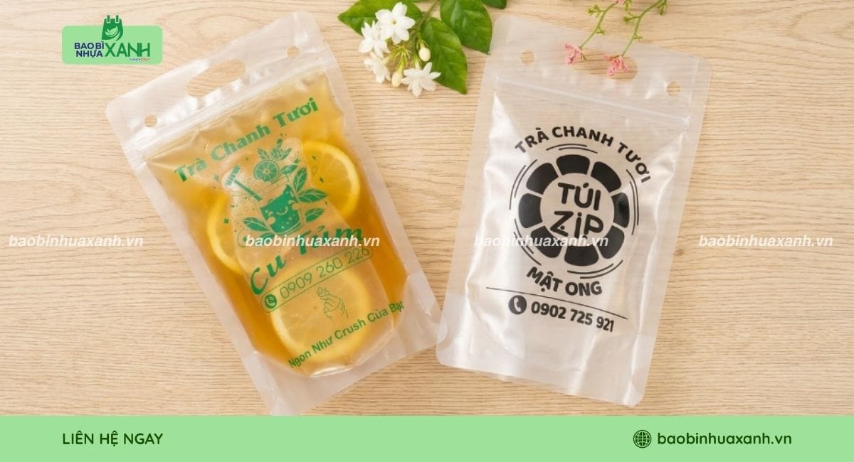 Mẫu túi zip đựng trà chanh có quai xách