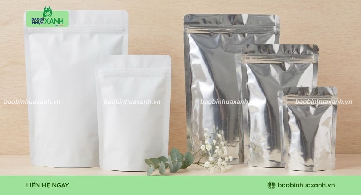 Mẫu túi zipper đáy đứng bạc