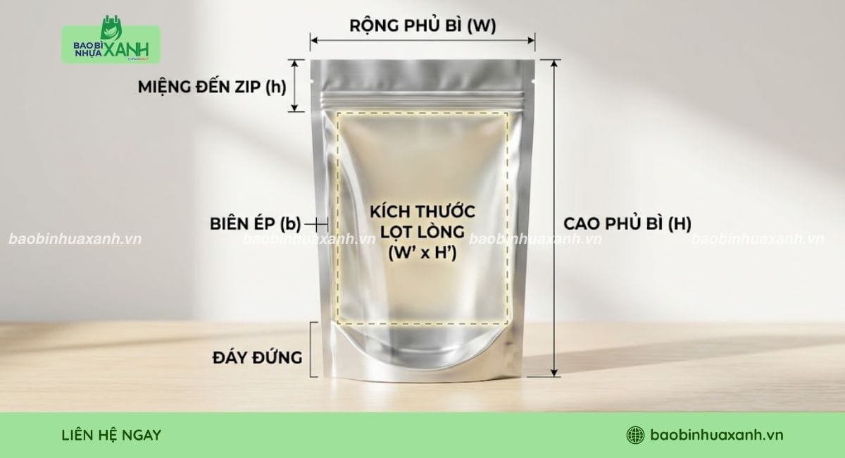 Phương pháp đo và tính toán kích thước túi zipper