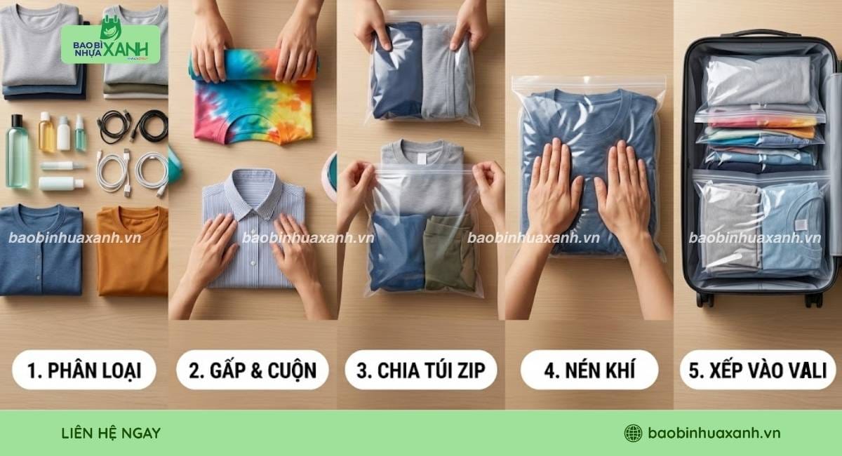 5 bước sắp xếp đồ dùng bằng túi zip