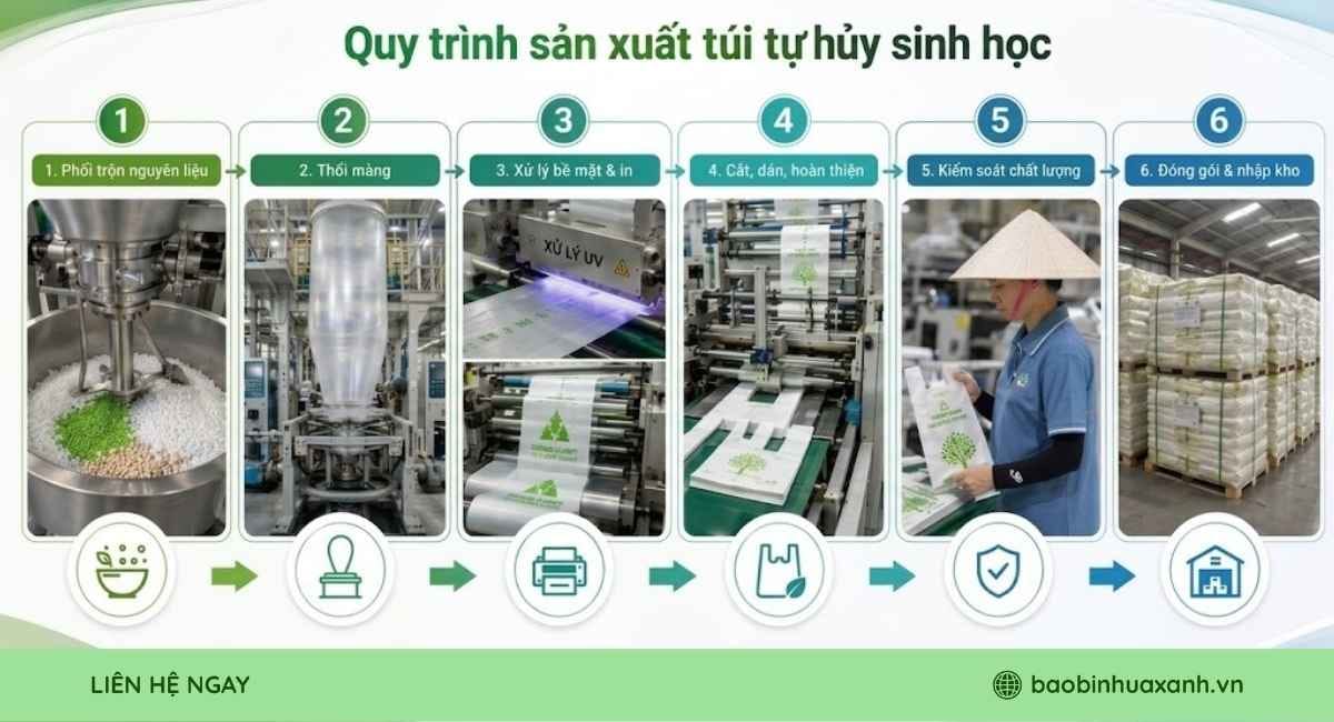 Quy trình sản xuất túi tự hủy sinh học