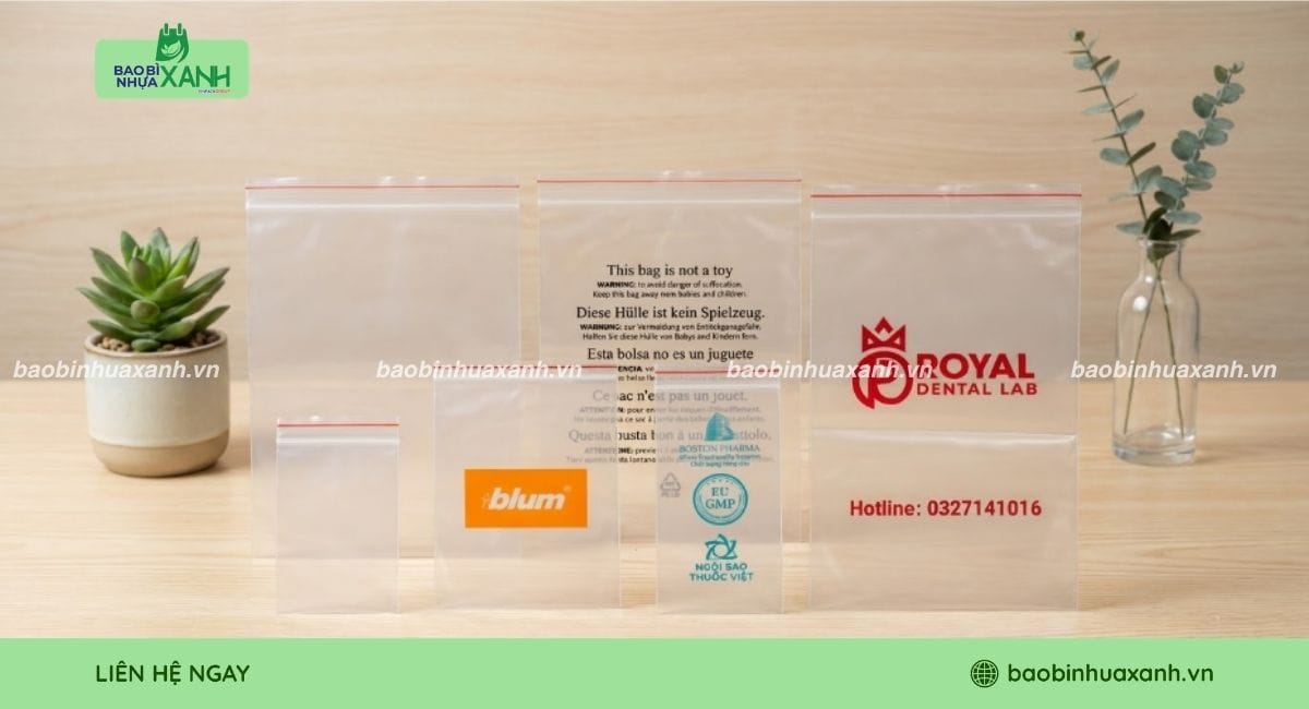 Túi zip chỉ đỏ nhiều loại