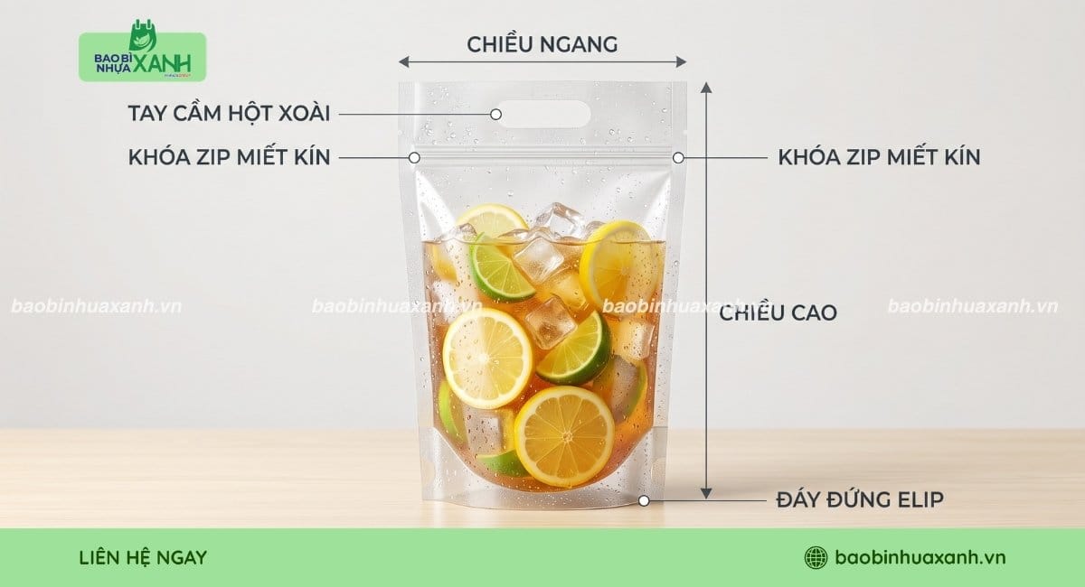 Cấu tạo túi zip đựng trà chanh