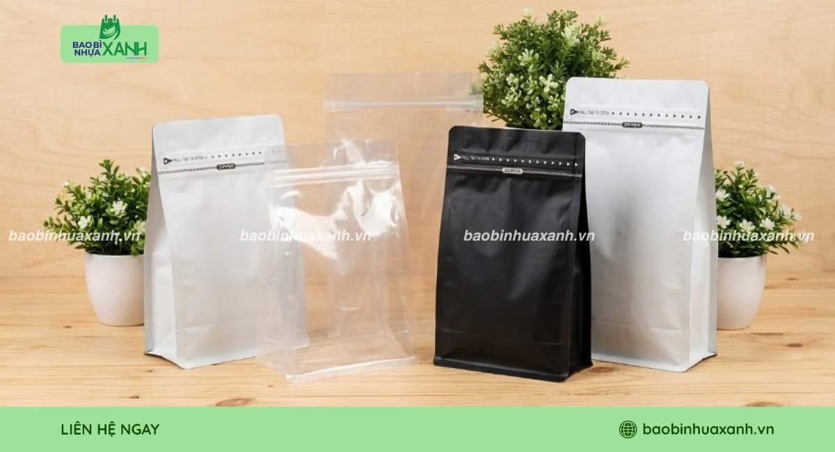 Túi zipper 8 cạnh nhiều chất kiệu khác nhau