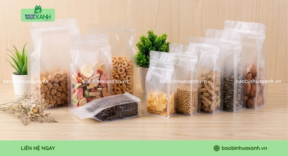 Túi zipper đáy đứng 8 cạnh đáy vuông