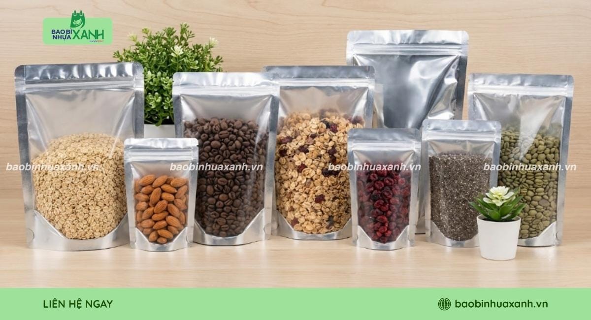 Túi zipper đáy đứng bạc