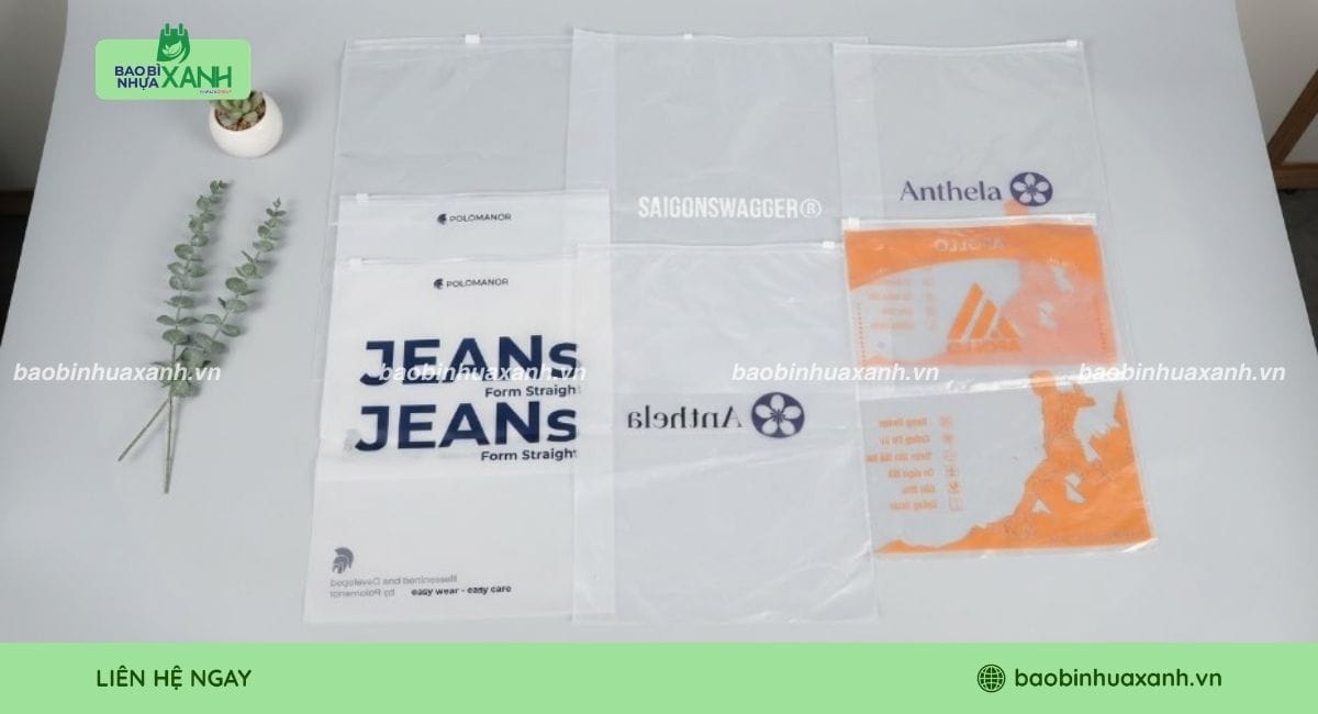 Túi zipper đựng quần áo có in và không in