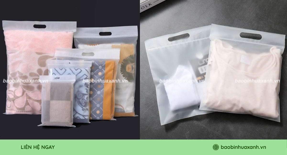 Túi zipper khoét quai sách