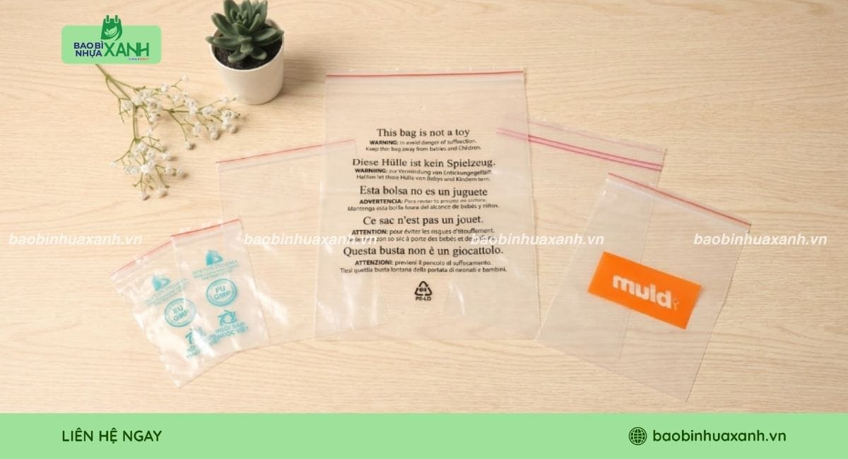 Ứng dụng túi zip chỉ đỏ