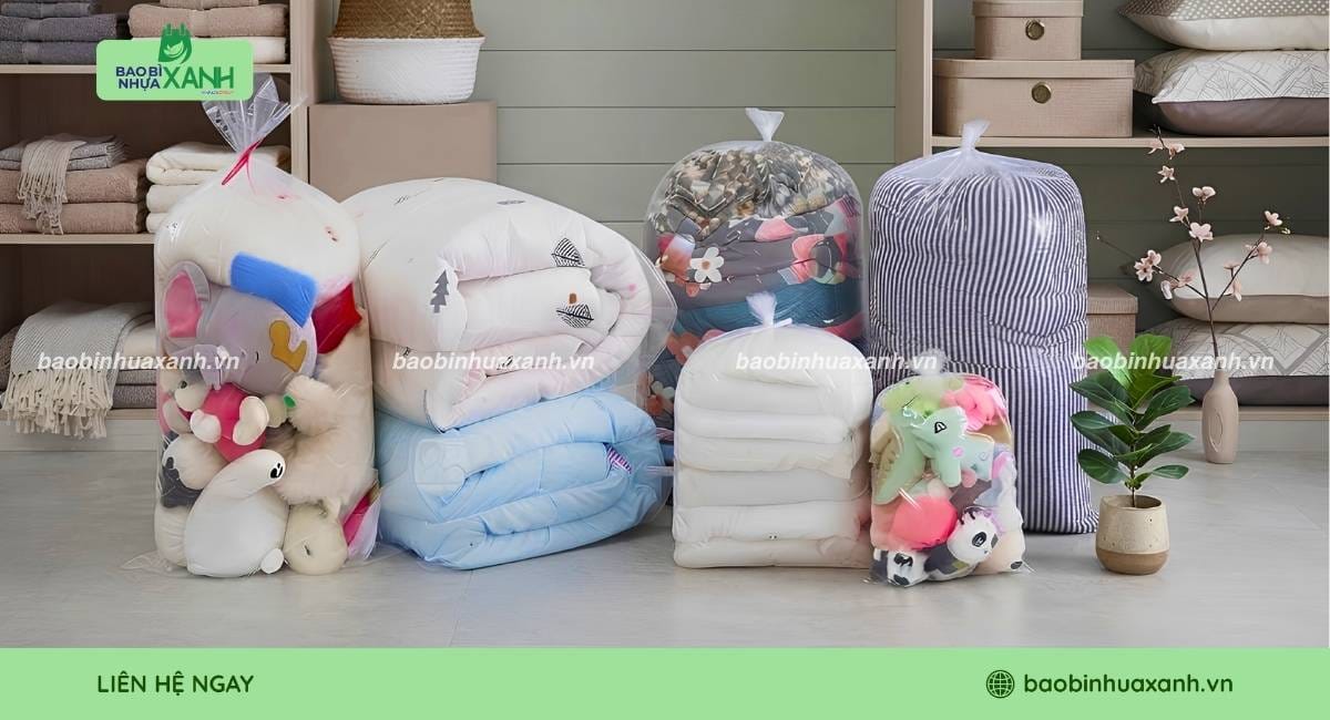 Túi nilon đựng chăn giúp bảo quản chăn gối hiệu quả