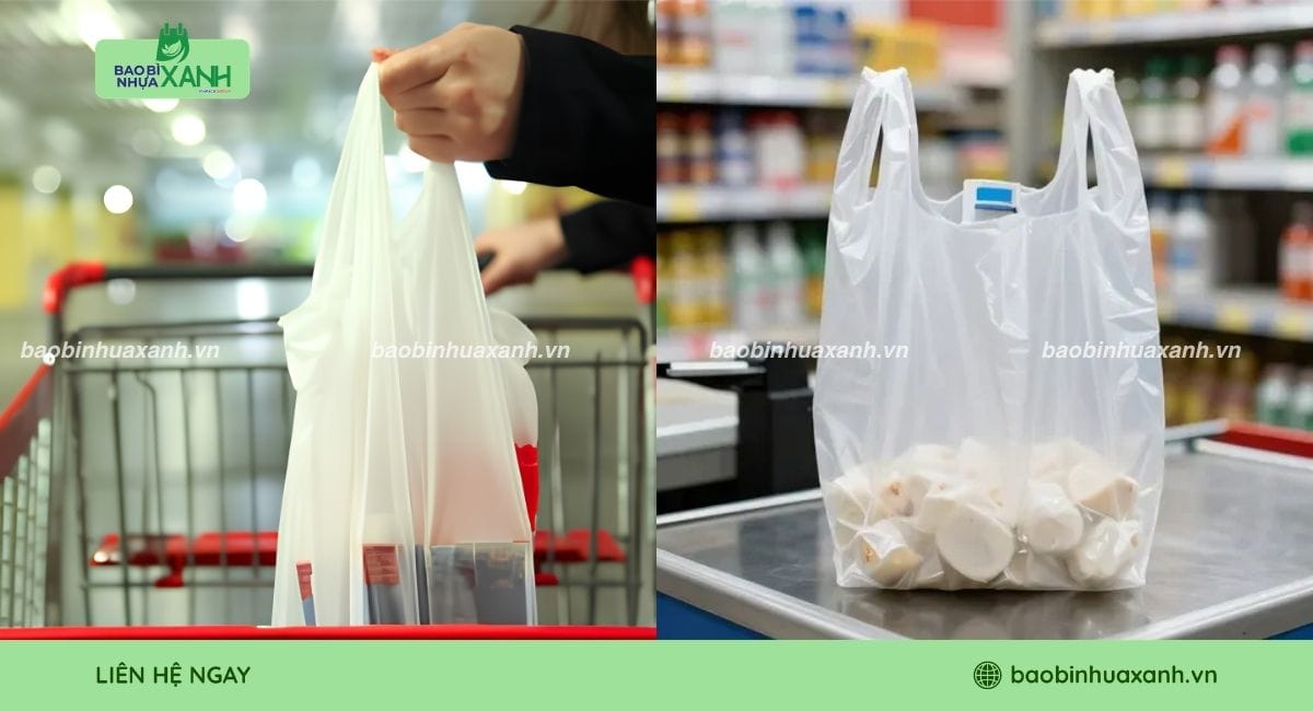 Túi phân hủy sinh học hai quai tại siêu thị