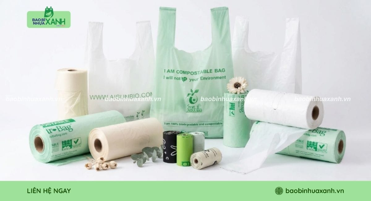 Túi phân hủy sinh học được sản xuất từ nhựa polyme